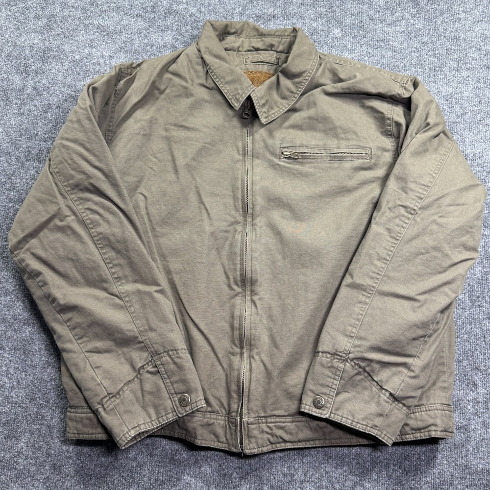 Sonoma Life Style Jacket Mens L Brown Utility Canvas Fleece Lined Snap Cuffs